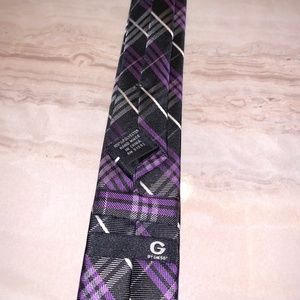 G By Guess Purple Plaid Narrow Tie